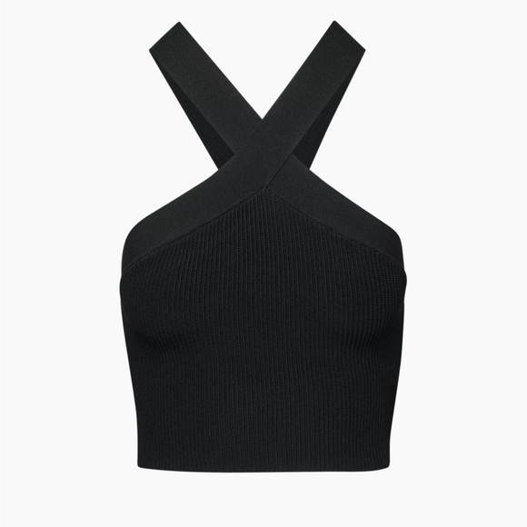 Aritizia Babaton Black Sculpt Knit Criss Cross Tank Top - Picture 1 of 7